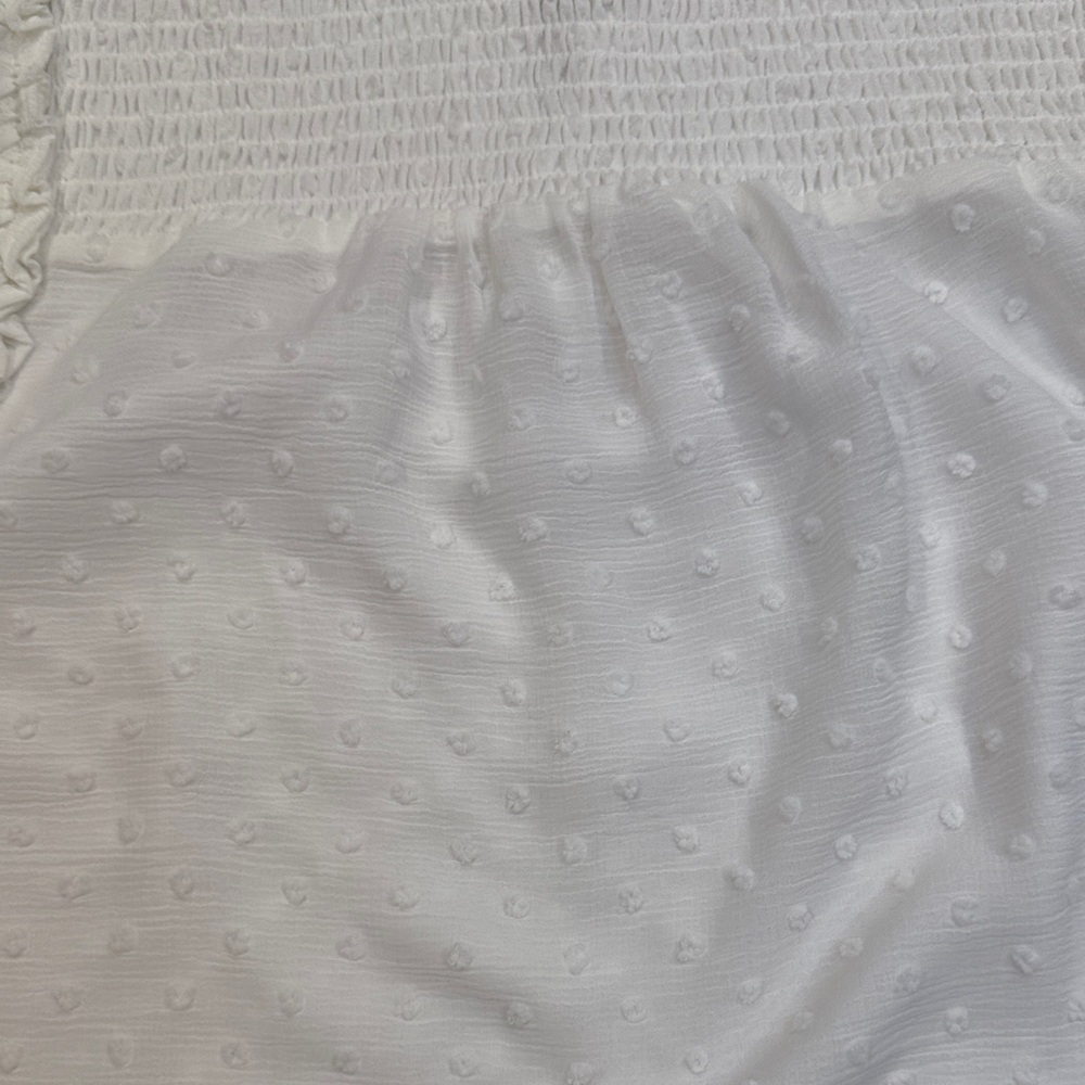 White Textured Ruffle Top - Picture 4 of 5